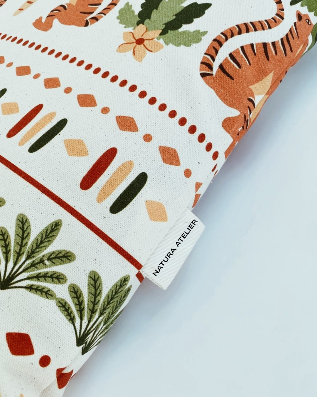 Cotton Cushion cover Tiger Roar NAtura Atelier label