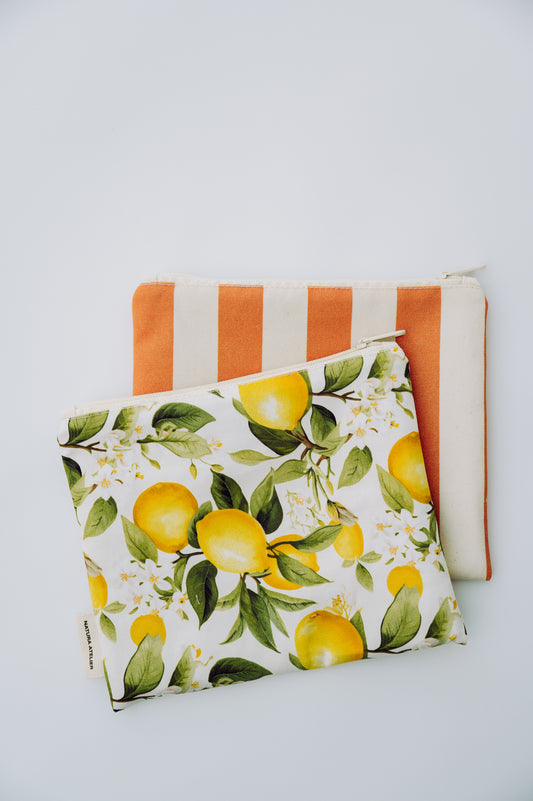 Flat Zipper Pouch - Pumpkin Stripes
