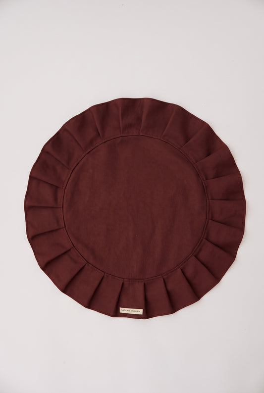 Round Ruffled Placemat - Maroon