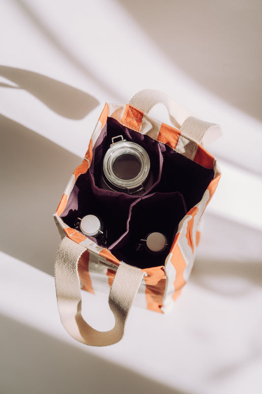 4 Bottle Bag- Pumpkin Stripes