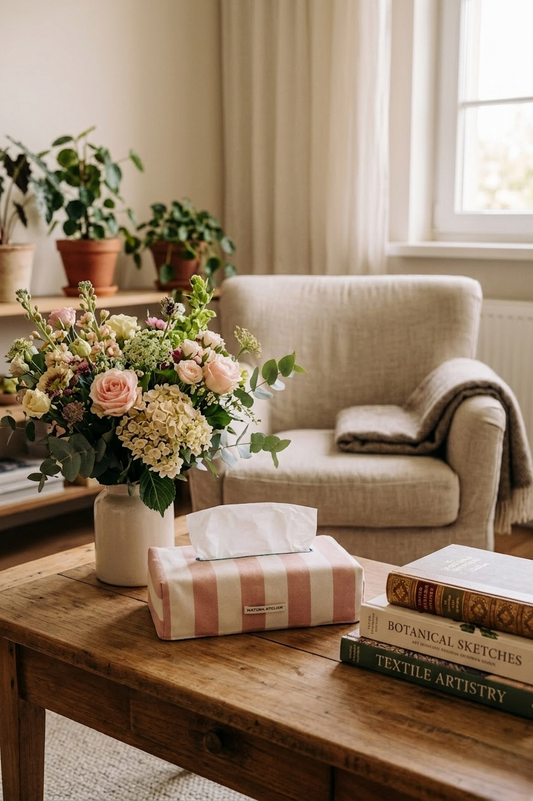 Tissue Box Cover- Pumpkin Stripes