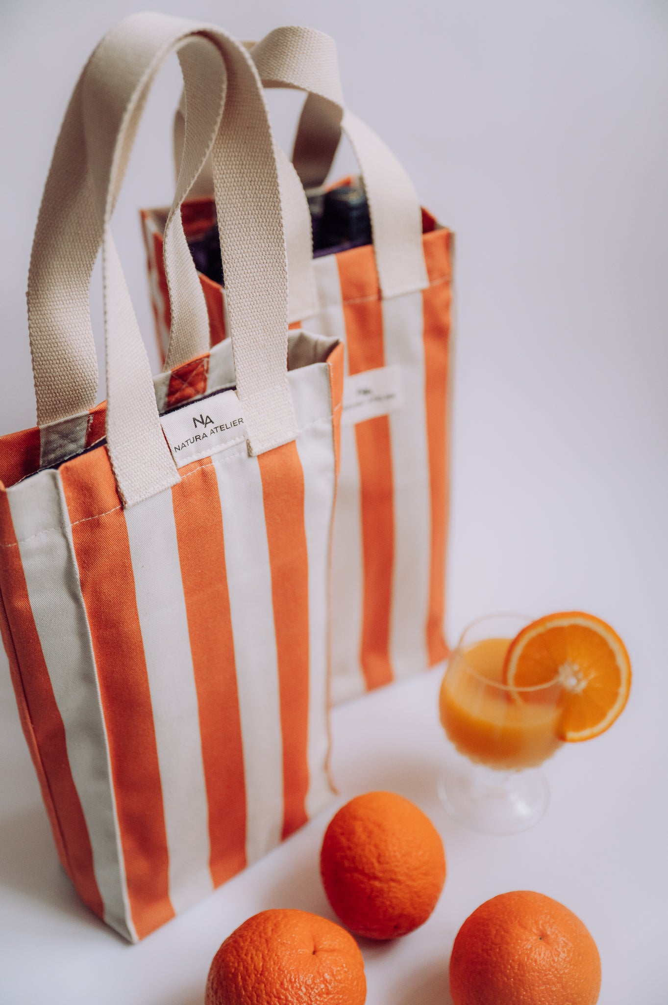 2 Bottle Bag - Pumpkin Stripes