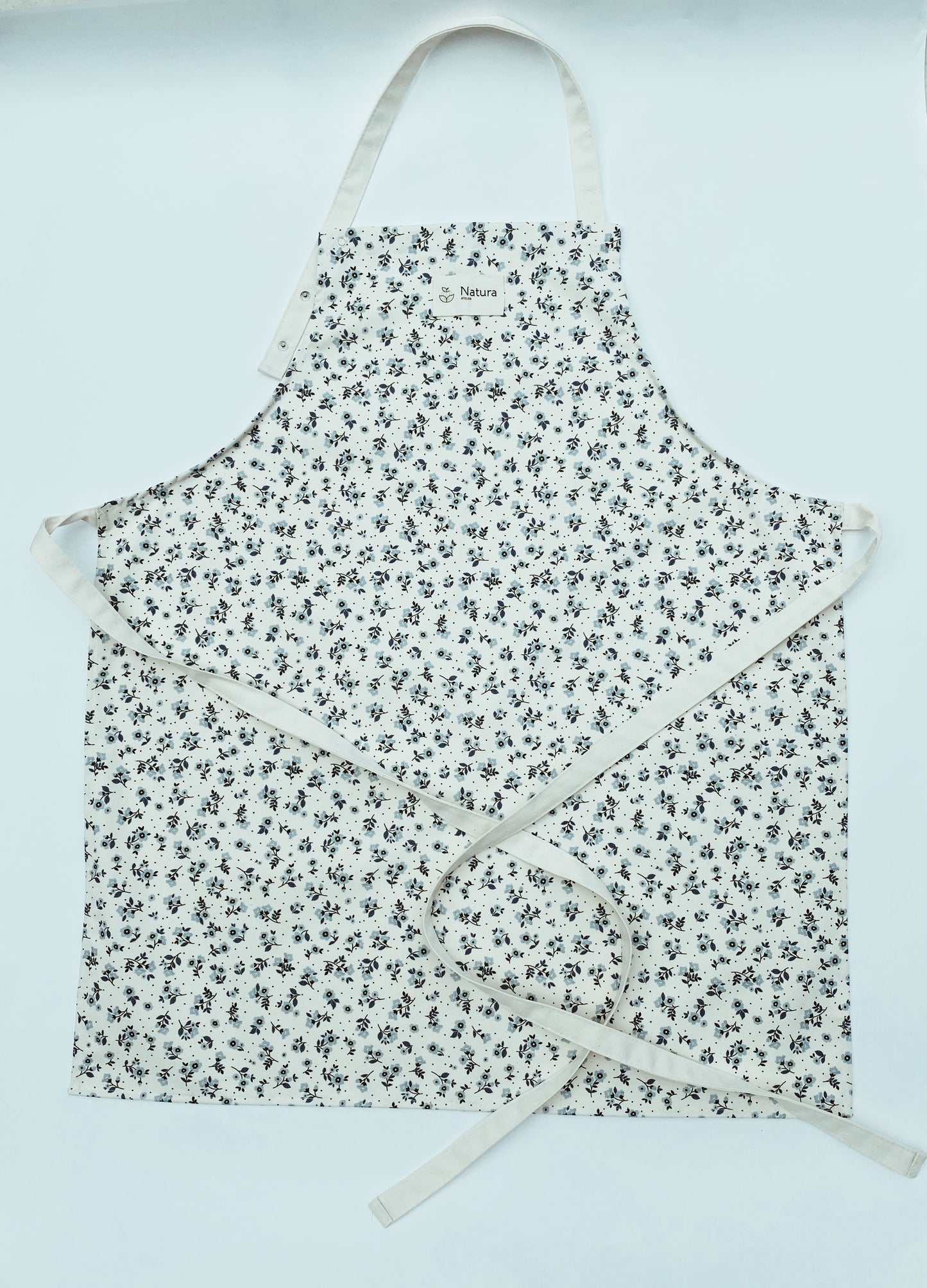 Cotton Kitchen Apron Forget- Me-Not flower pattern