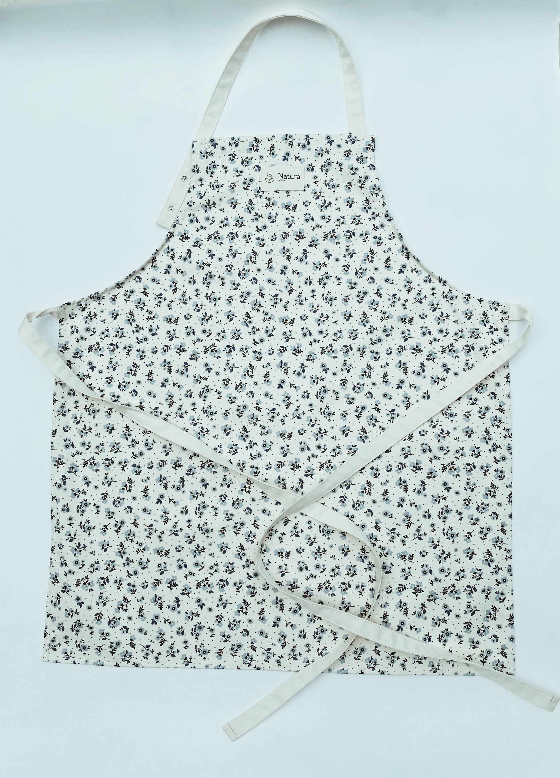 Cotton Kitchen Apron Forget- Me-Not flower pattern