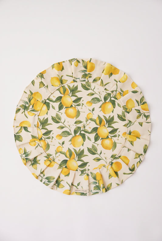 Round Ruffled Placemat - Lemons