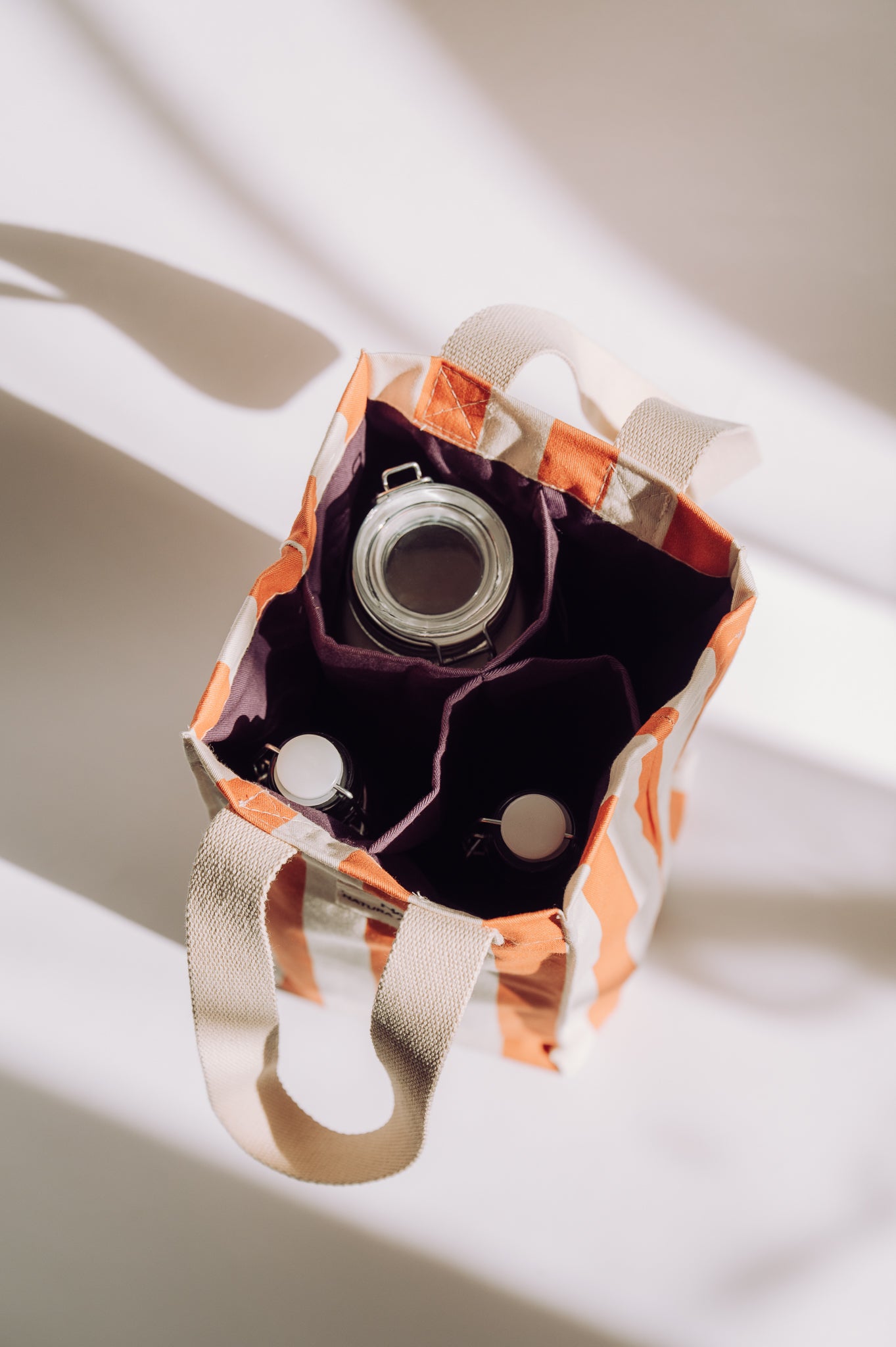 4 Bottle Bag- Pumpkin Stripes