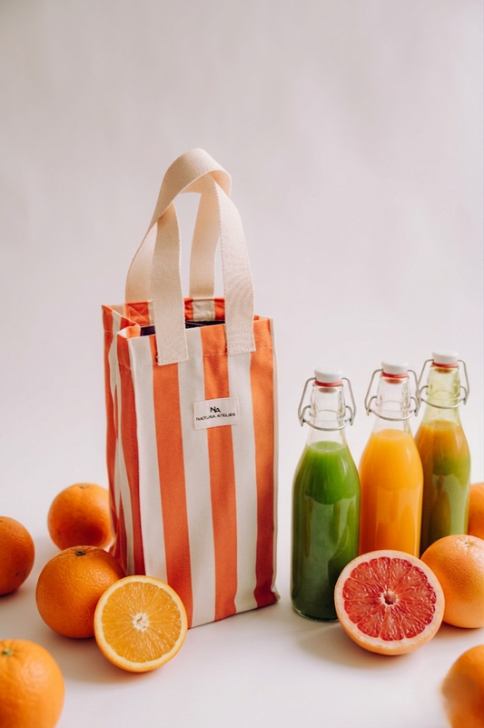 4 Bottle Bag- Pumpkin Stripes