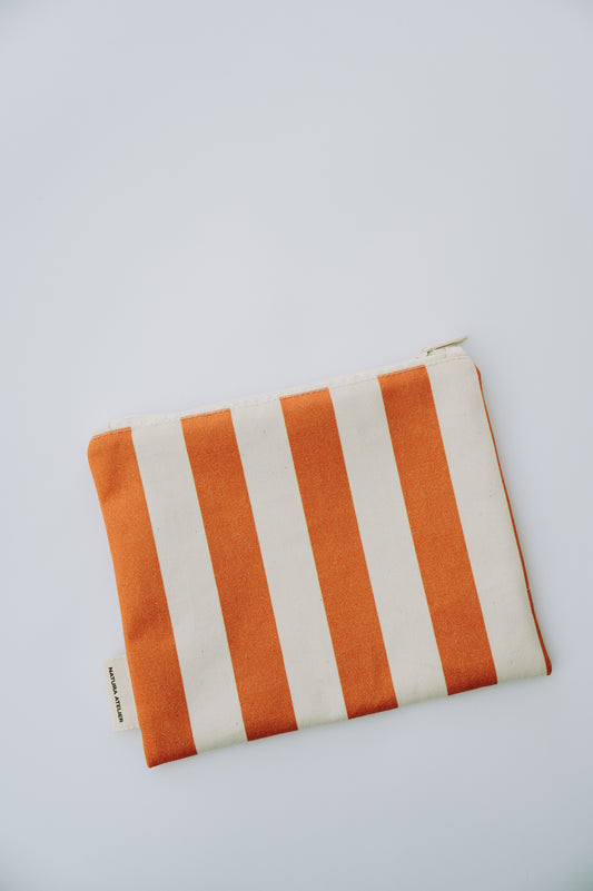 Flat Zipper Pouch - Pumpkin Stripes