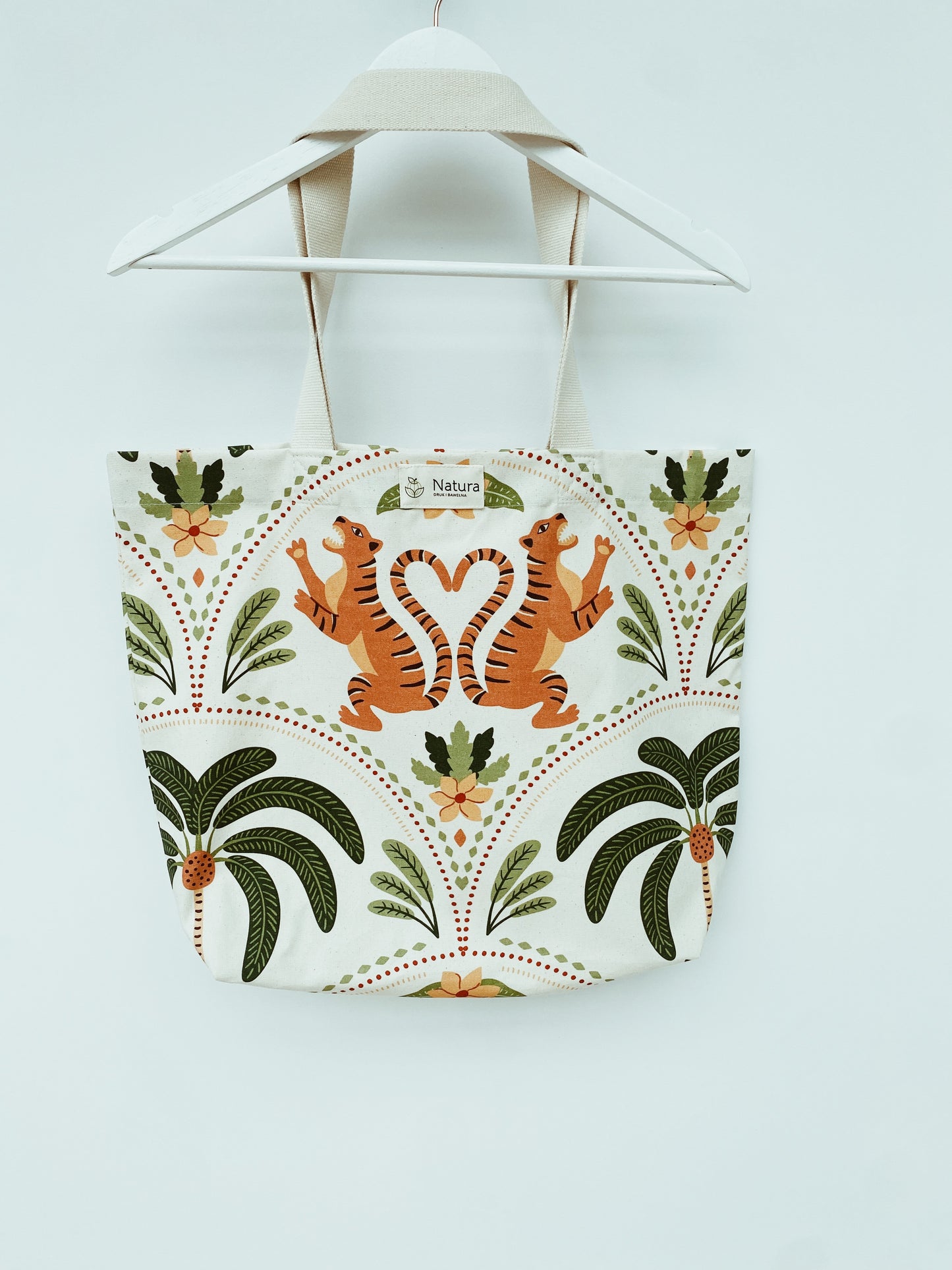 Tote_Bag_Tiger_Love_hanging on a hanger