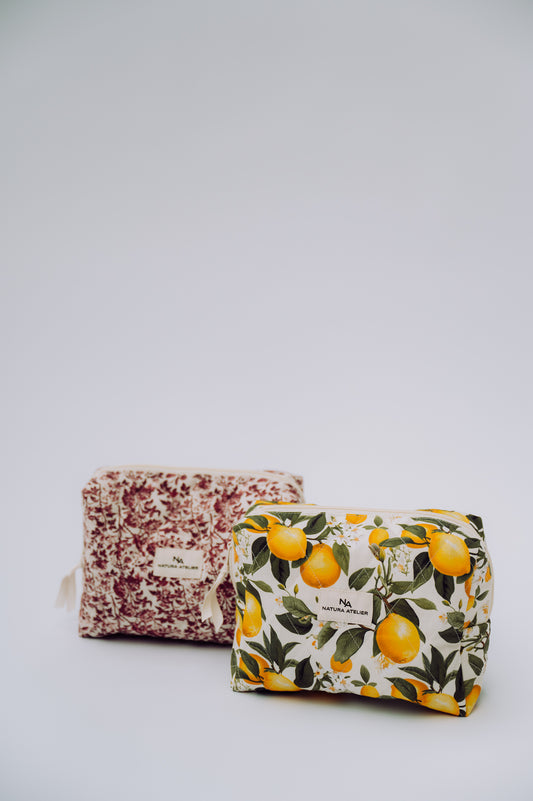 Quilted Cotton Pouch - Lemons